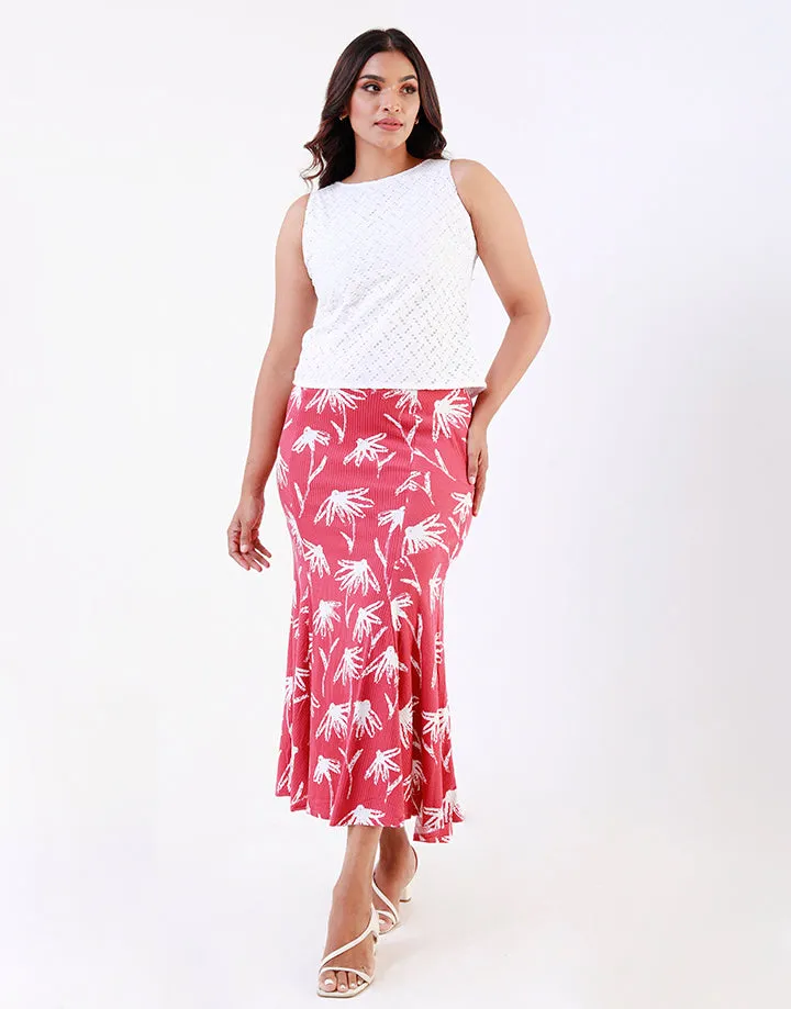 Printed 6psc Fishtail Skirt