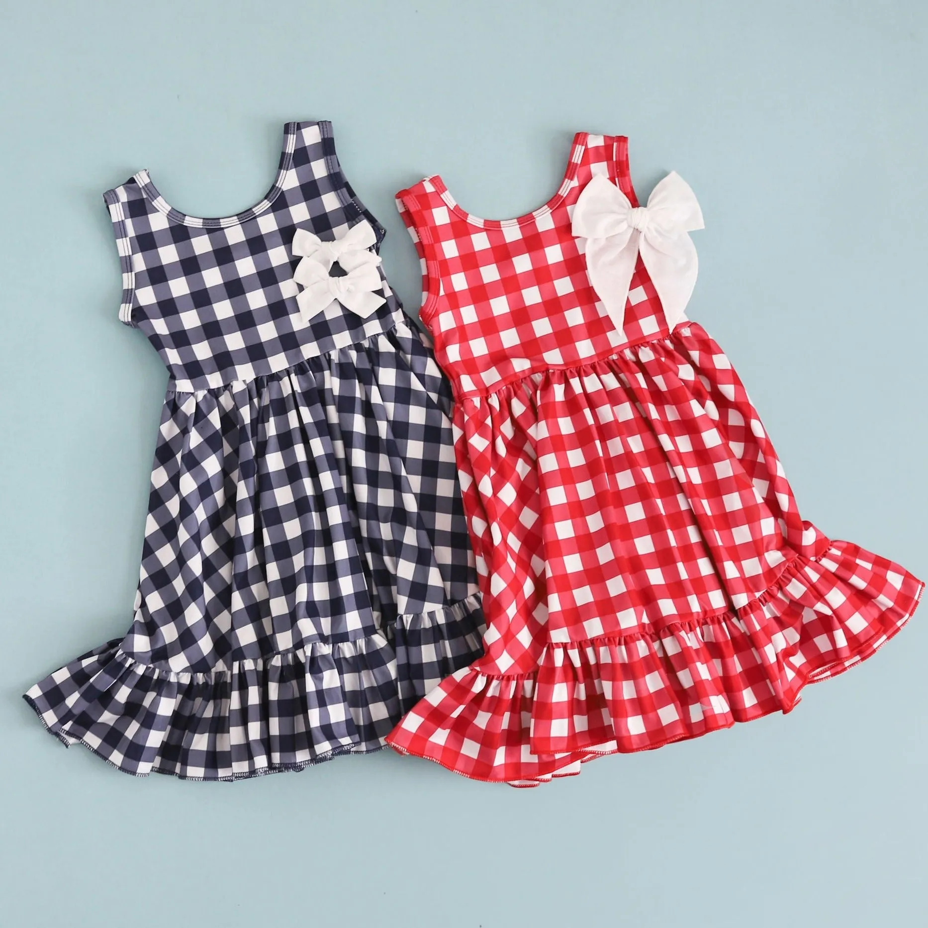 Red Gingham Sleeveless Charm Dress