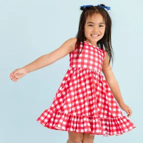 Red Gingham Sleeveless Charm Dress