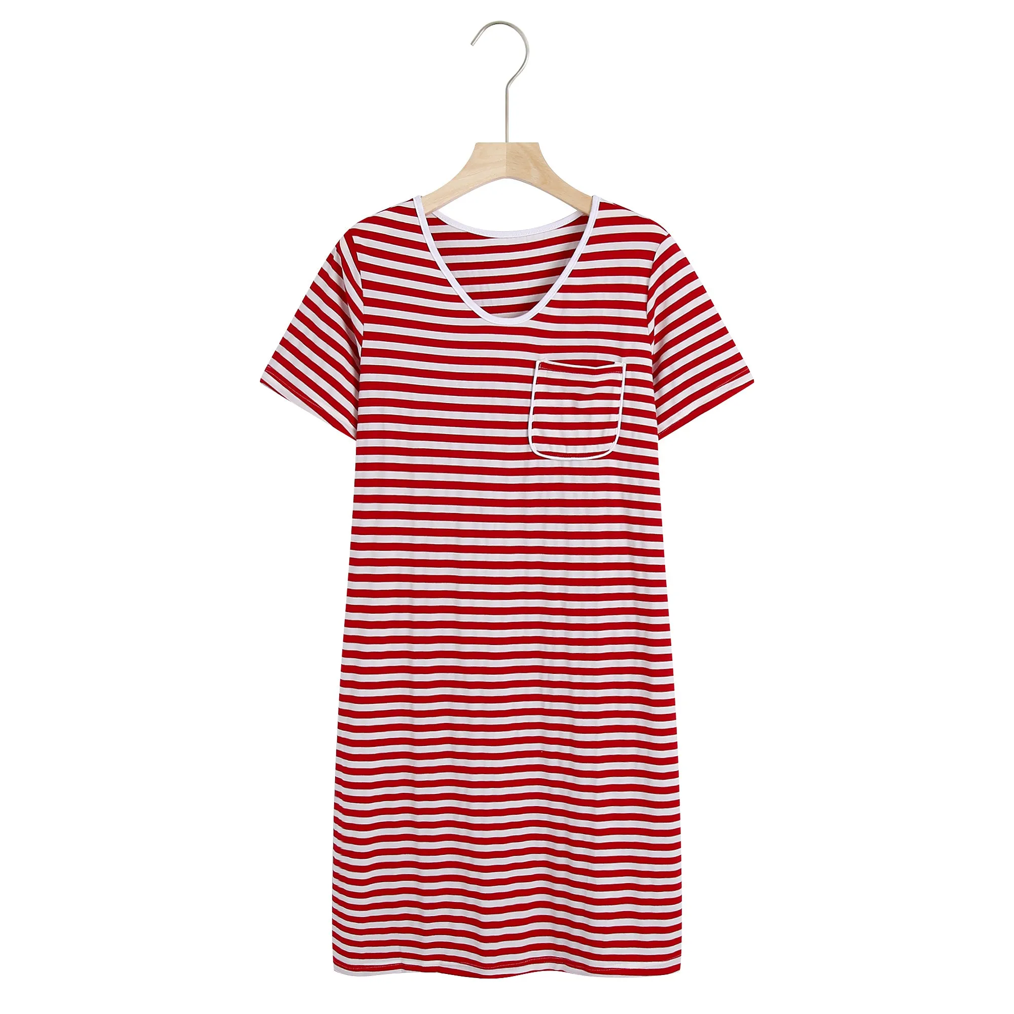 RH Women Nightgown Striped Tee Short Sleep Nightshirt Pajama Dress S-2XL RHW4041