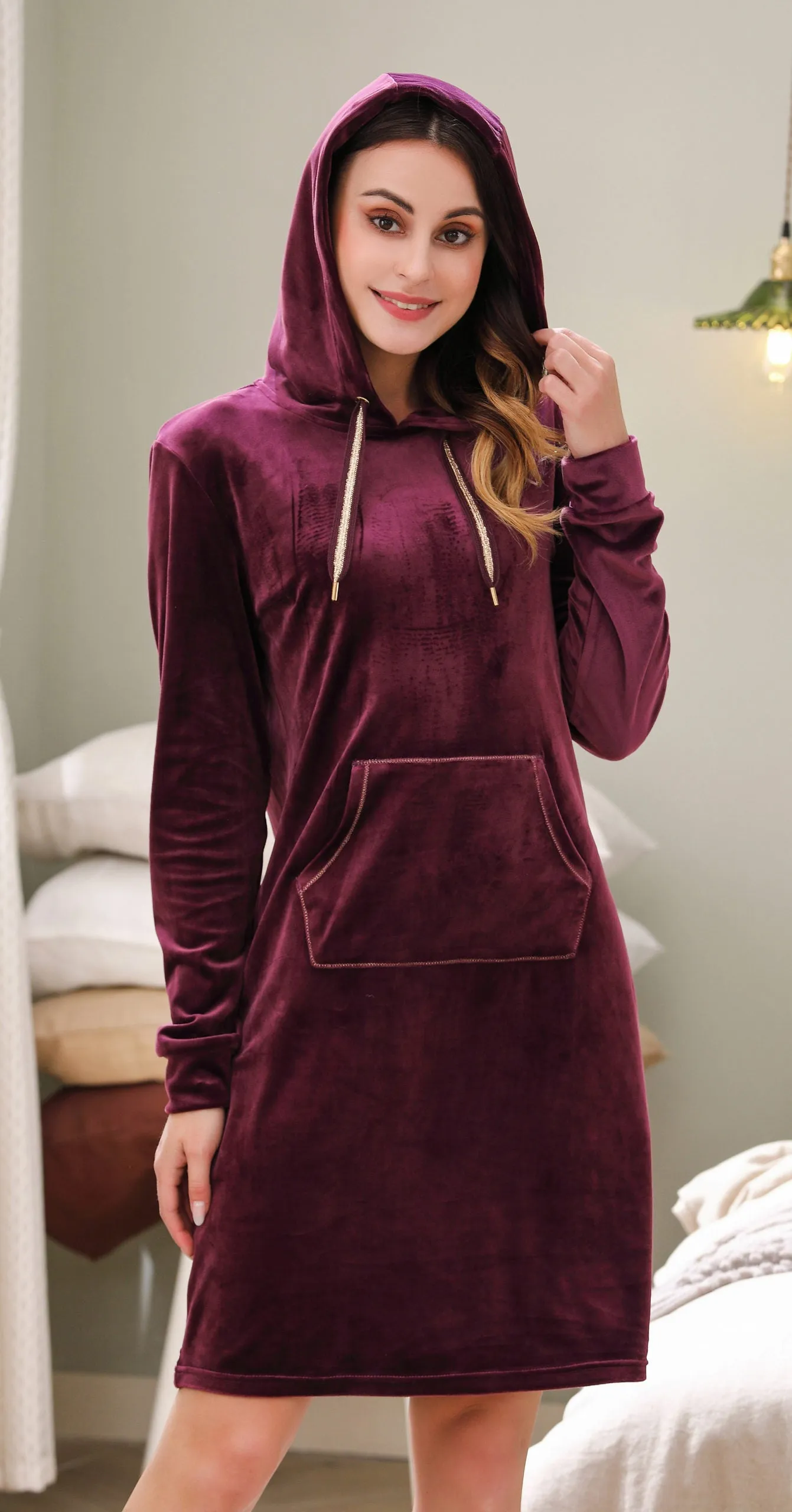 Richie House Sweatshirt Casual Pullover Womens Long Sleeve Hoodie Velour Dress RHW2885