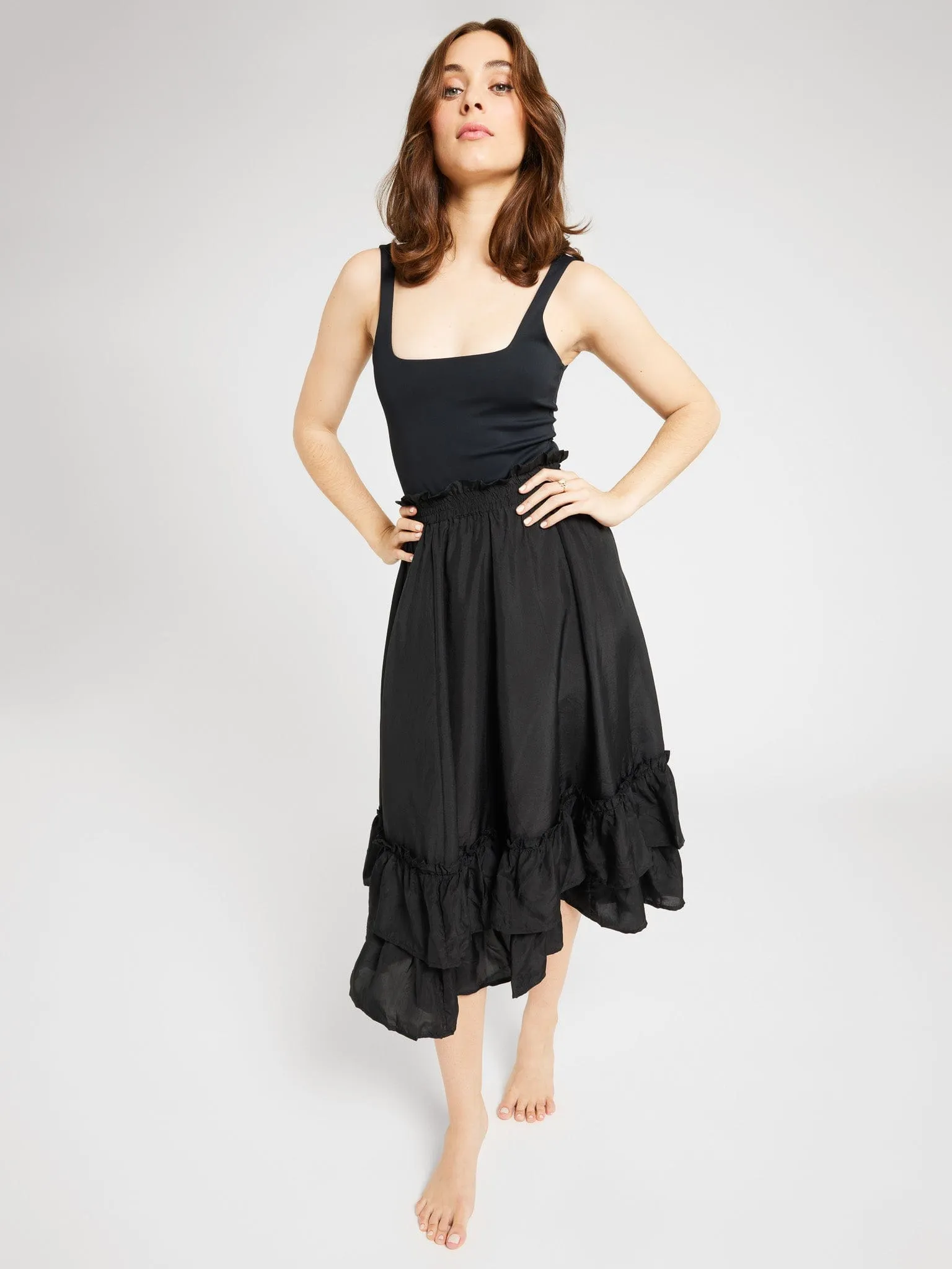 Rosalia Skirt in Black Silk