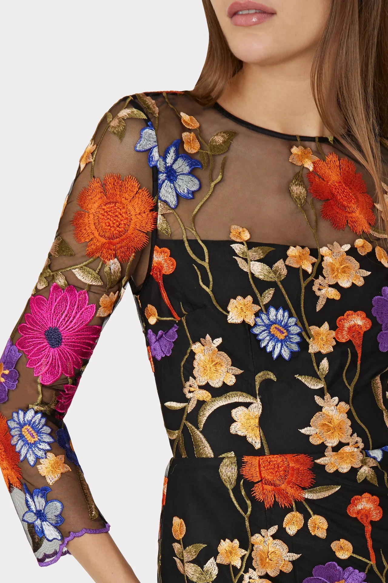 Rosalind Fall Foliage Embroidery Dress