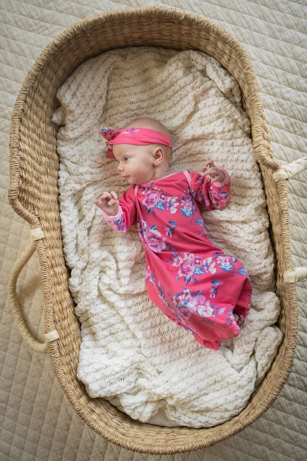 Rose Newborn Receiving Gown & Headband Set