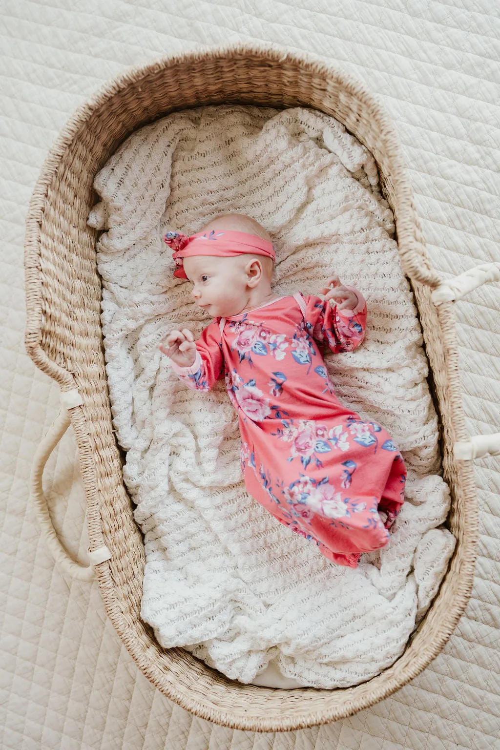 Rose Newborn Receiving Gown & Headband Set