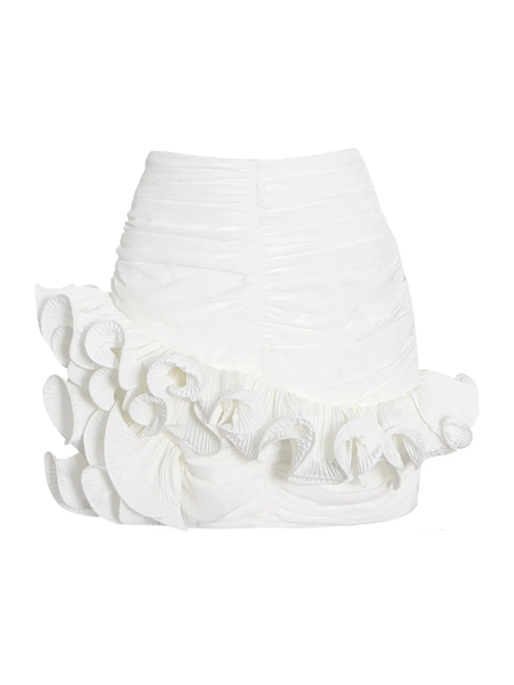 Ruched Ruffles Mini Skirt