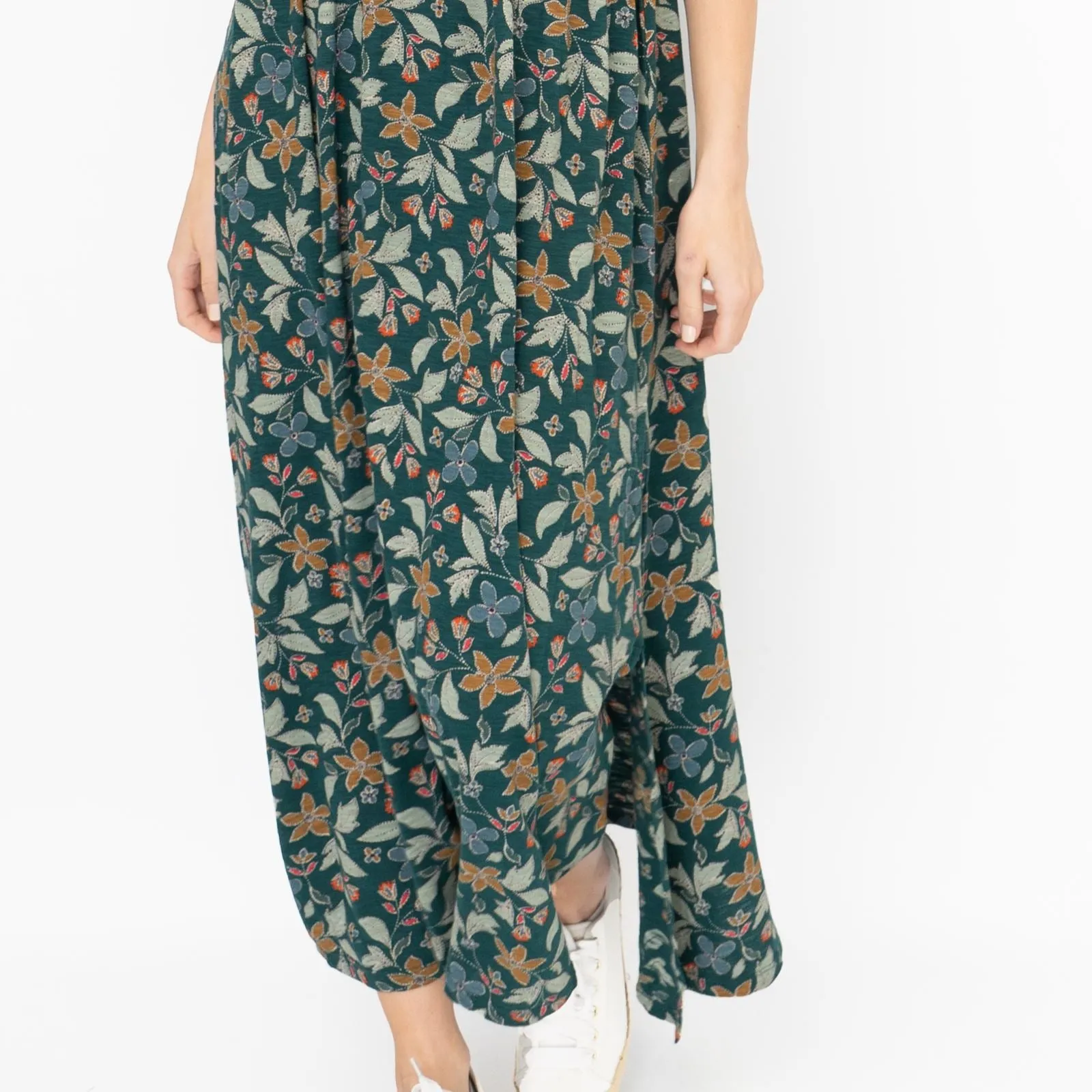 Seasalt Maggie Maxi Dress Green Stitched Clematis Lotch