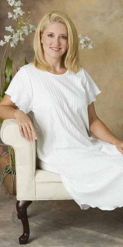 Short Sleeve 3/4 Length Gown Shadow Stripe Collection