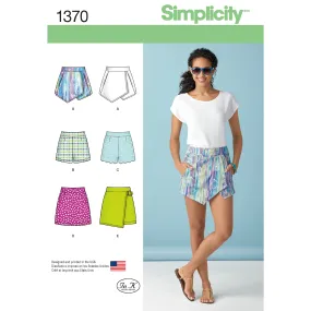 Simplicity Sewing Pattern 1370 Misses’ Shorts, Skort and Skirt