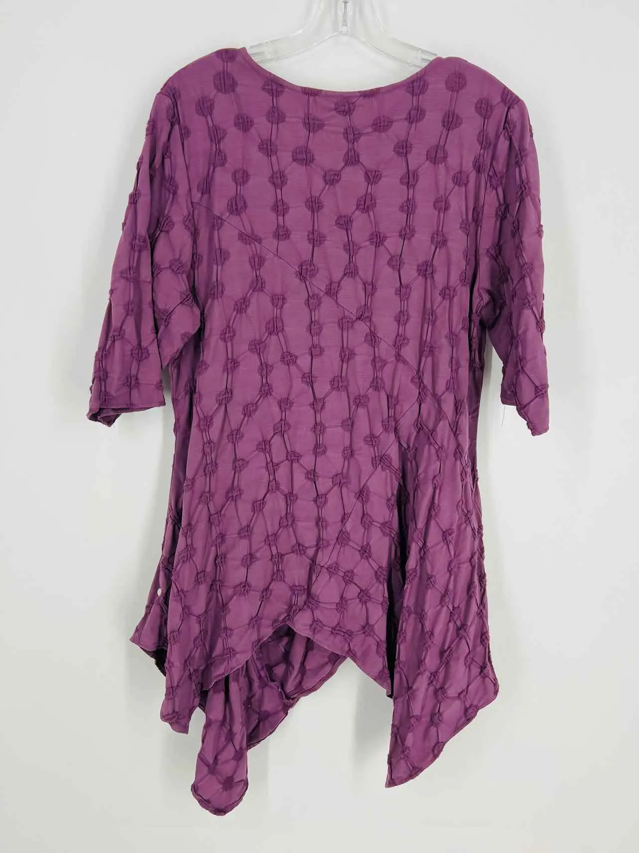 Size L Purple Polka Dot Gathered Tops Tunic