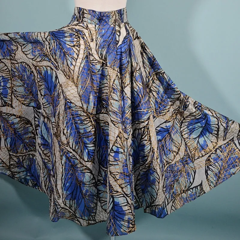 SOLD Vintage Modernist Full Circle Skirt, 1940s/50s Silk Skirt