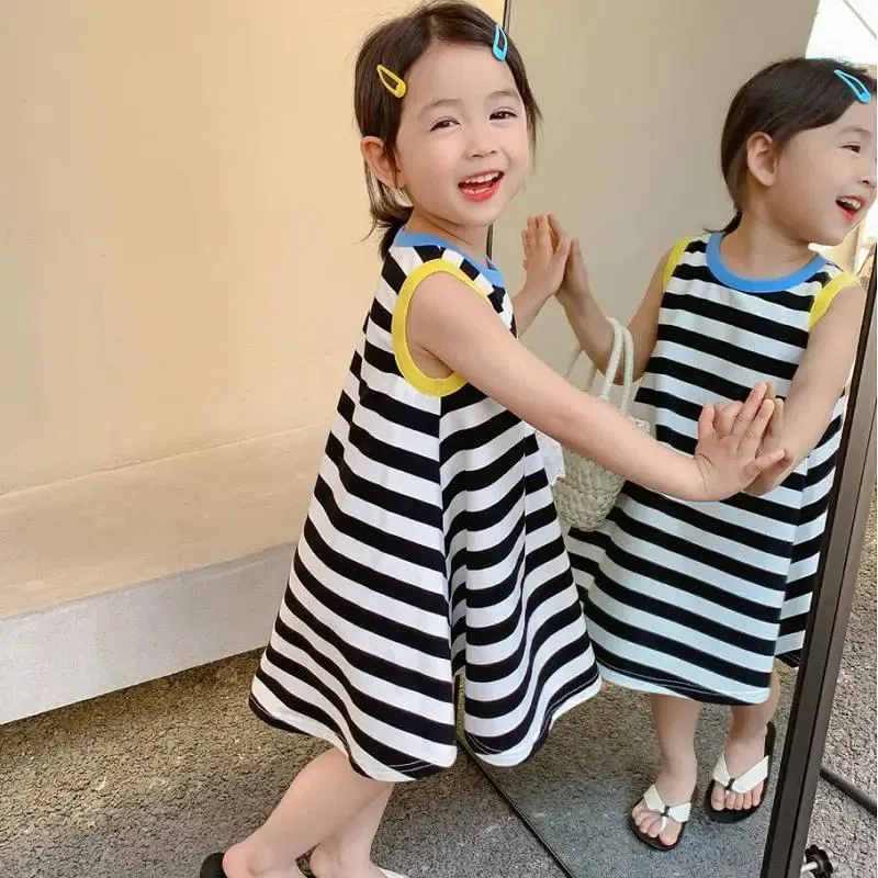 Striped Baggy Sleeveless Dress