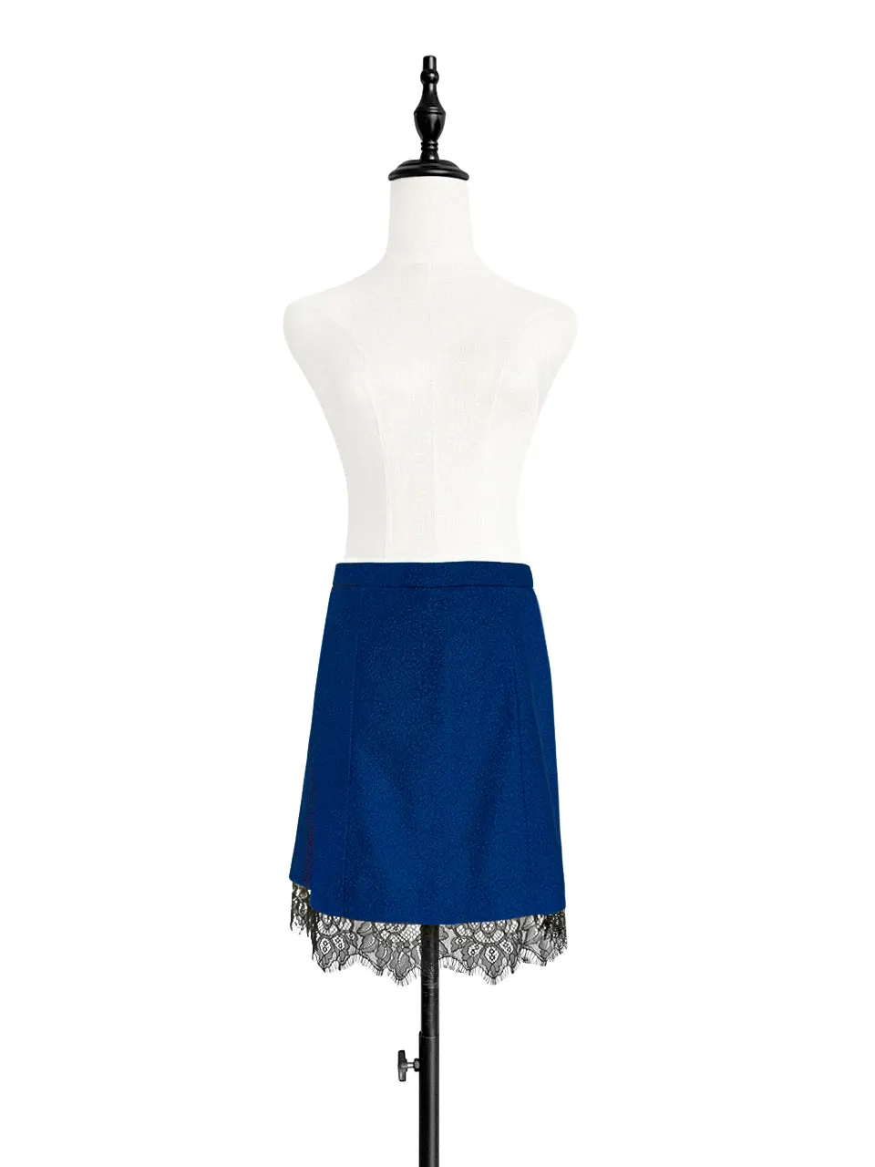 Surprise Sale! Dark Blue Printed Knit A-line Lace Trim Short Skort