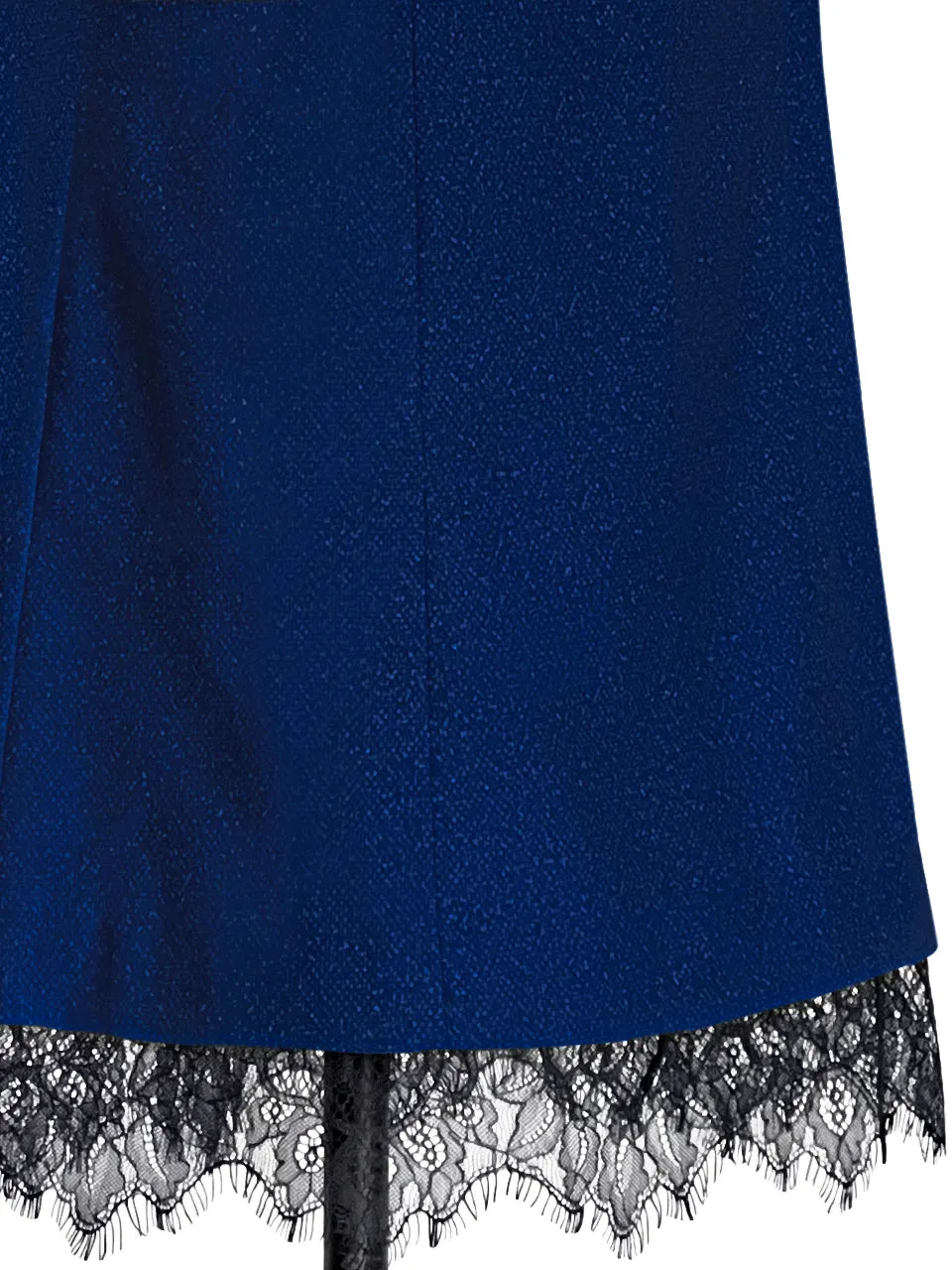 Surprise Sale! Dark Blue Printed Knit A-line Lace Trim Short Skort