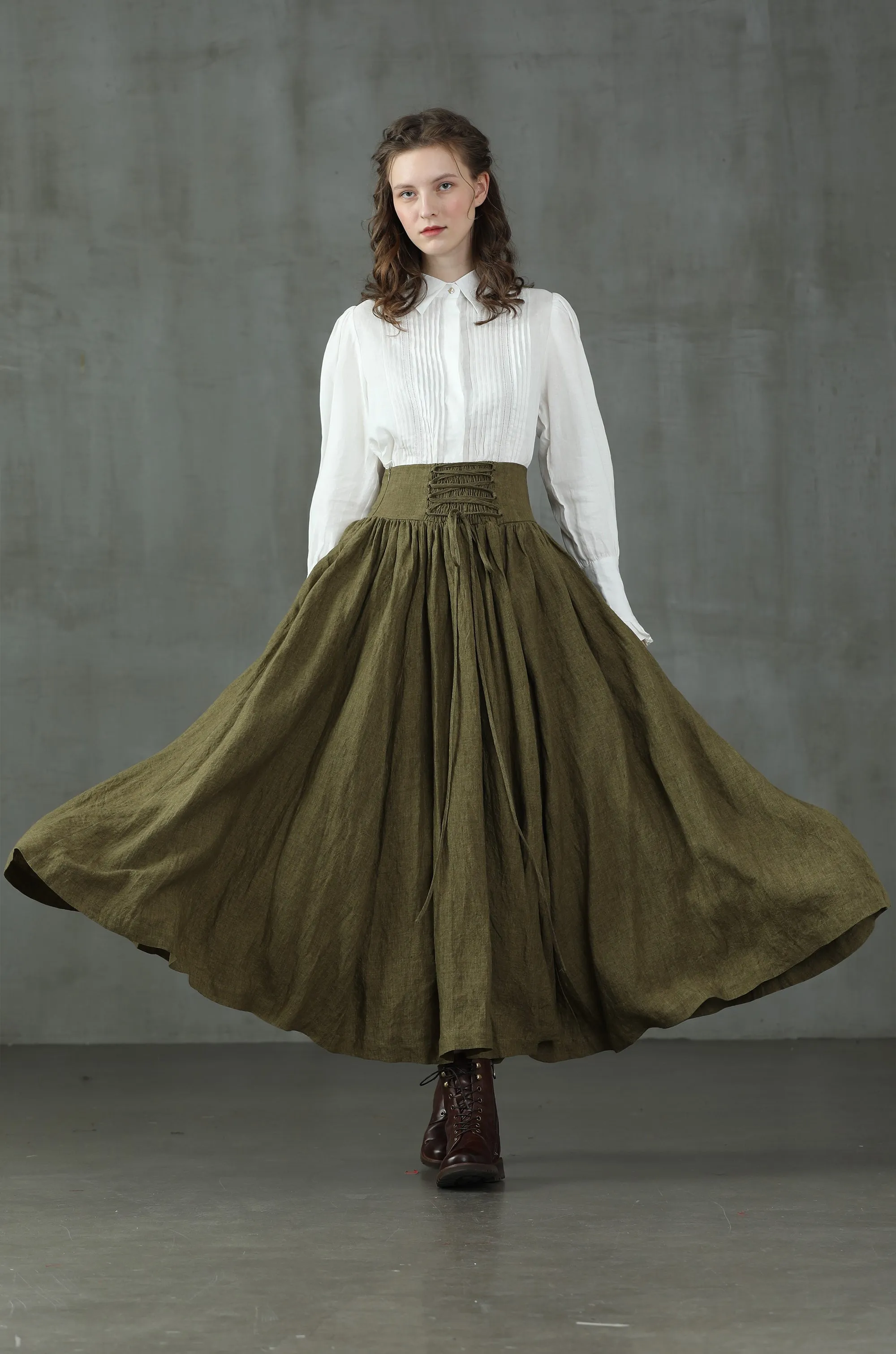 Tea Dance 5 | Lace-up Maxi Linen Skirt