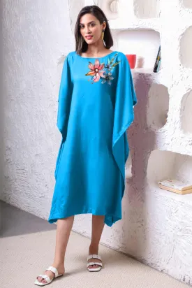 Turquoise Rayon Long-Kaftan - FnF