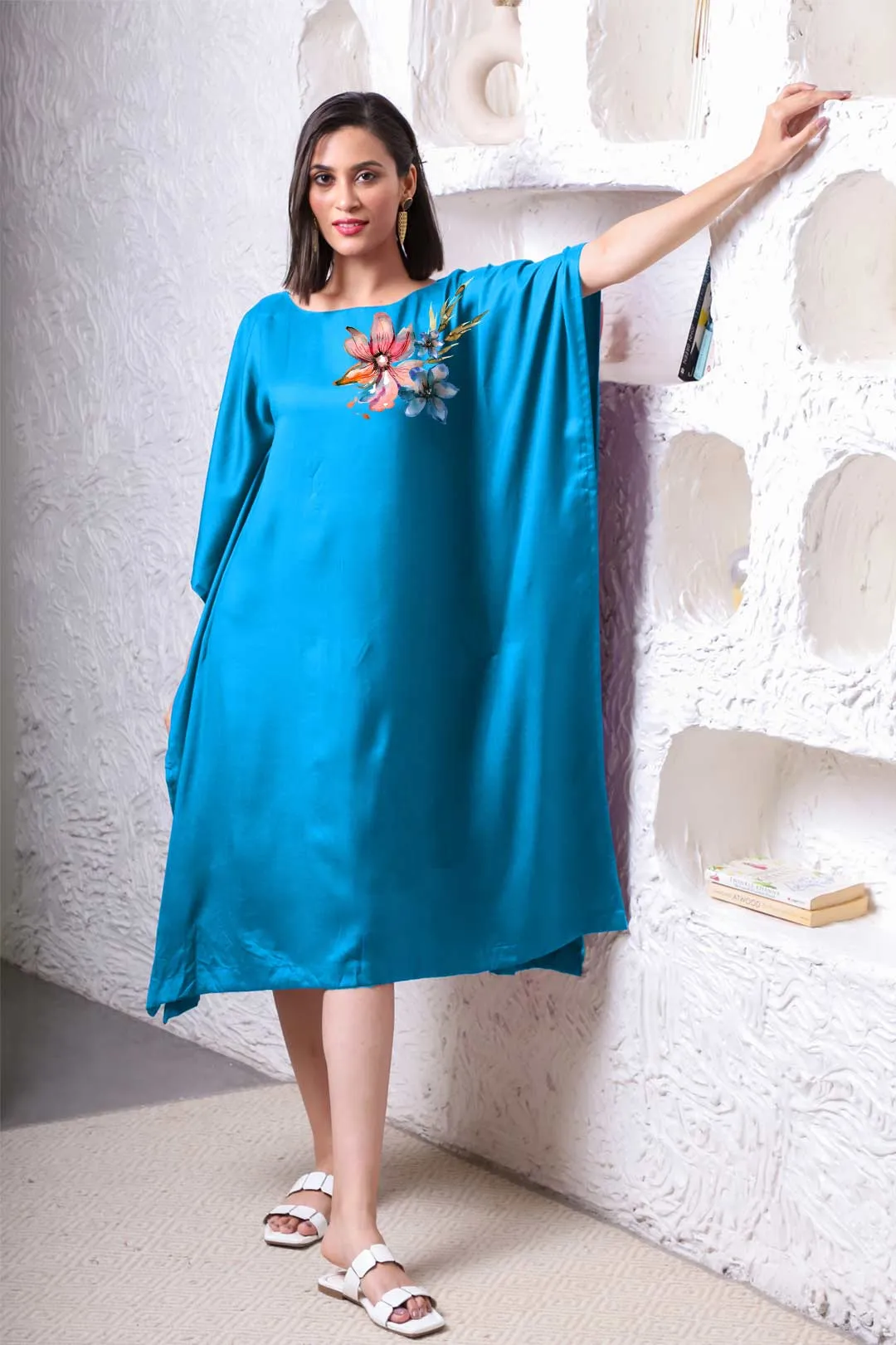 Turquoise Rayon Long-Kaftan - FnF