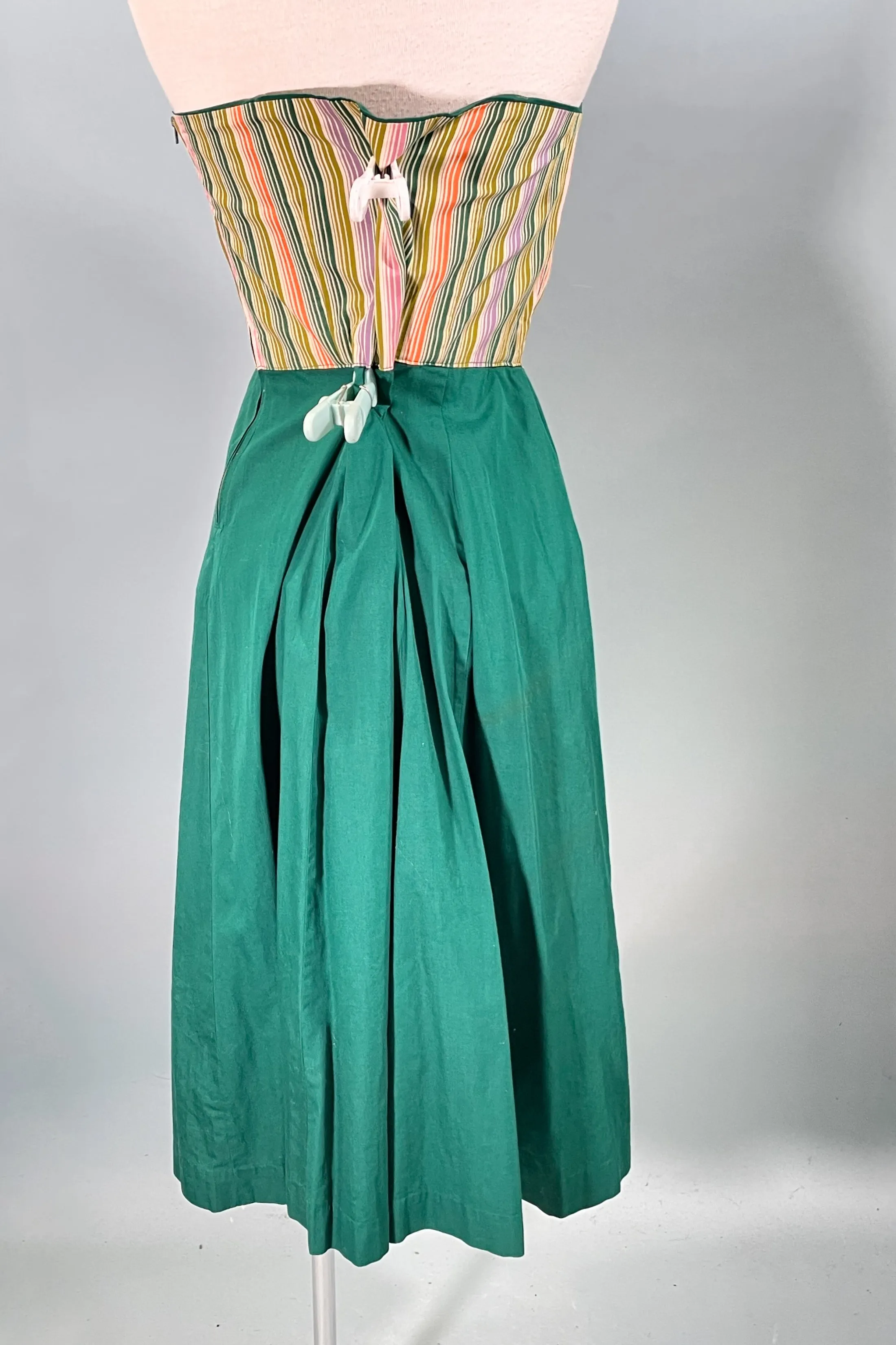 Vintage 40s Strapless Summer Sundress, Rockabilly Dress w/Repair