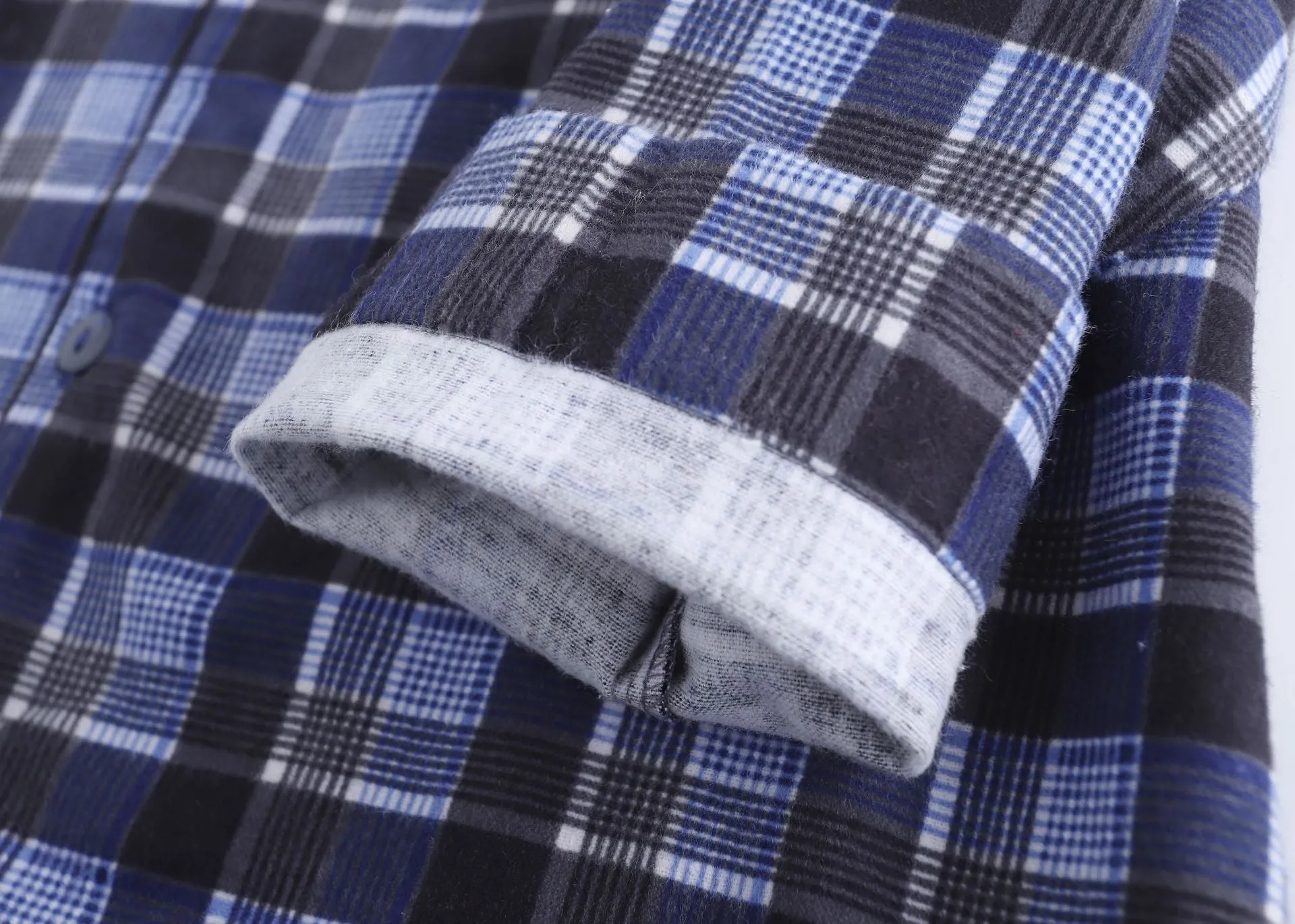 Winter Men's Plaid Flannel Pyjamas 2 Pcs Set