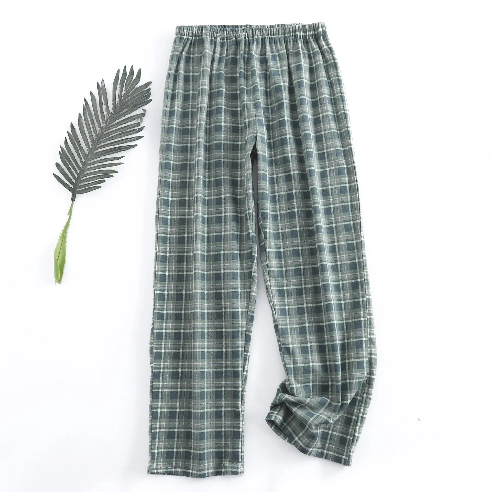 Winter Men's Plaid Flannel Pyjamas 2 Pcs Set