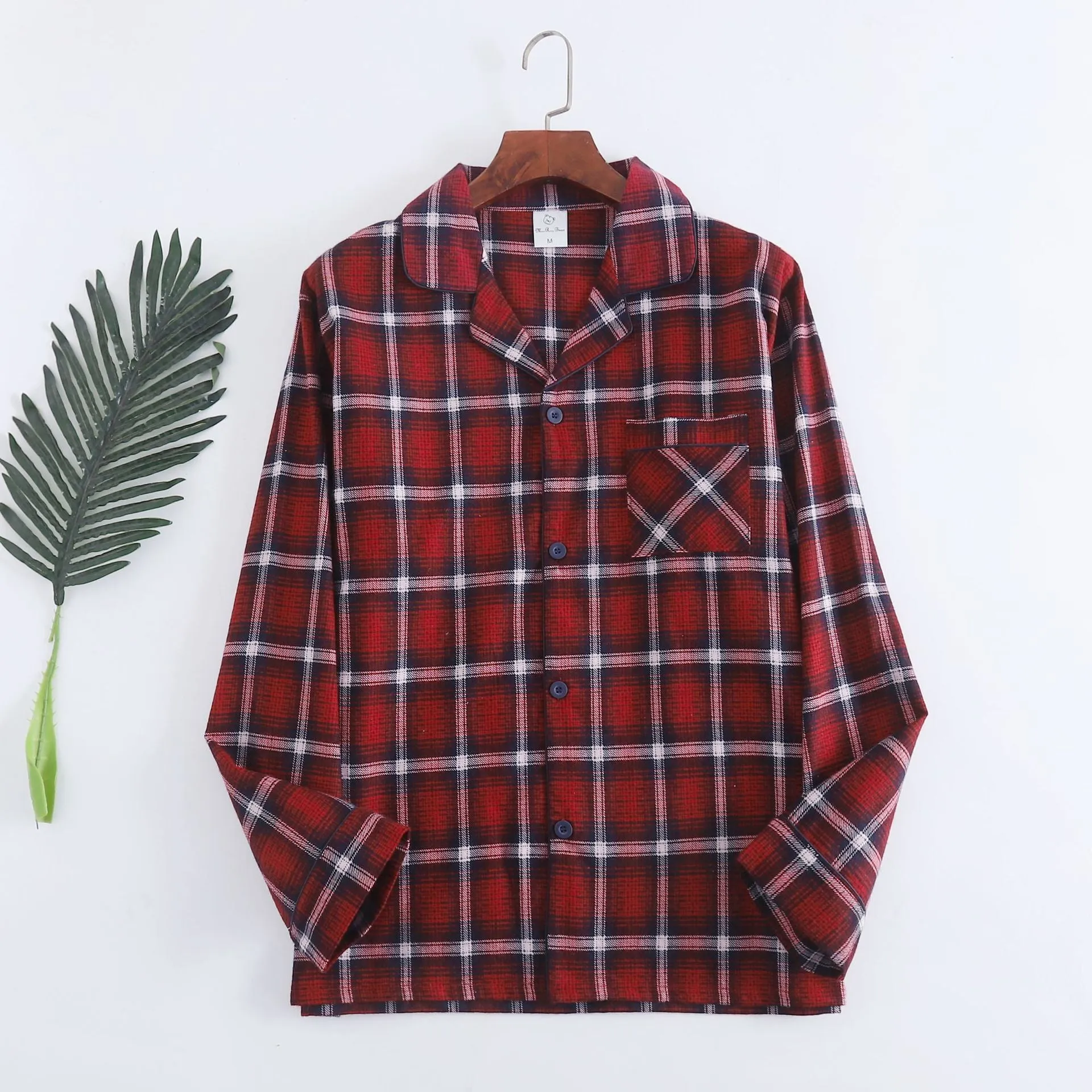 Winter Men's Plaid Flannel Pyjamas 2 Pcs Set