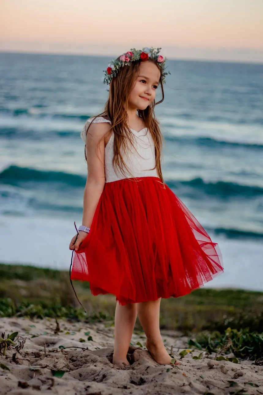 Zara Girls Red Lace Dress