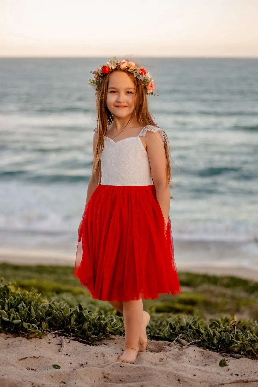 Zara Girls Red Lace Dress